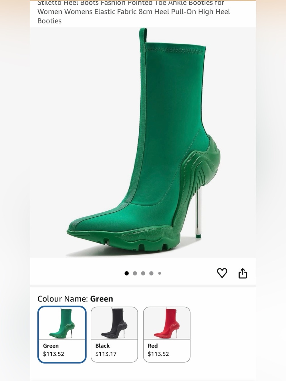 Green Women's Stiletto Sock Boot